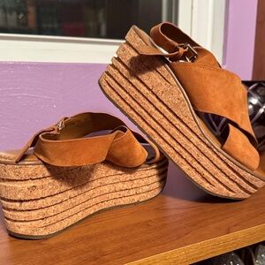 Franco Sarto Tan Platform Sandals